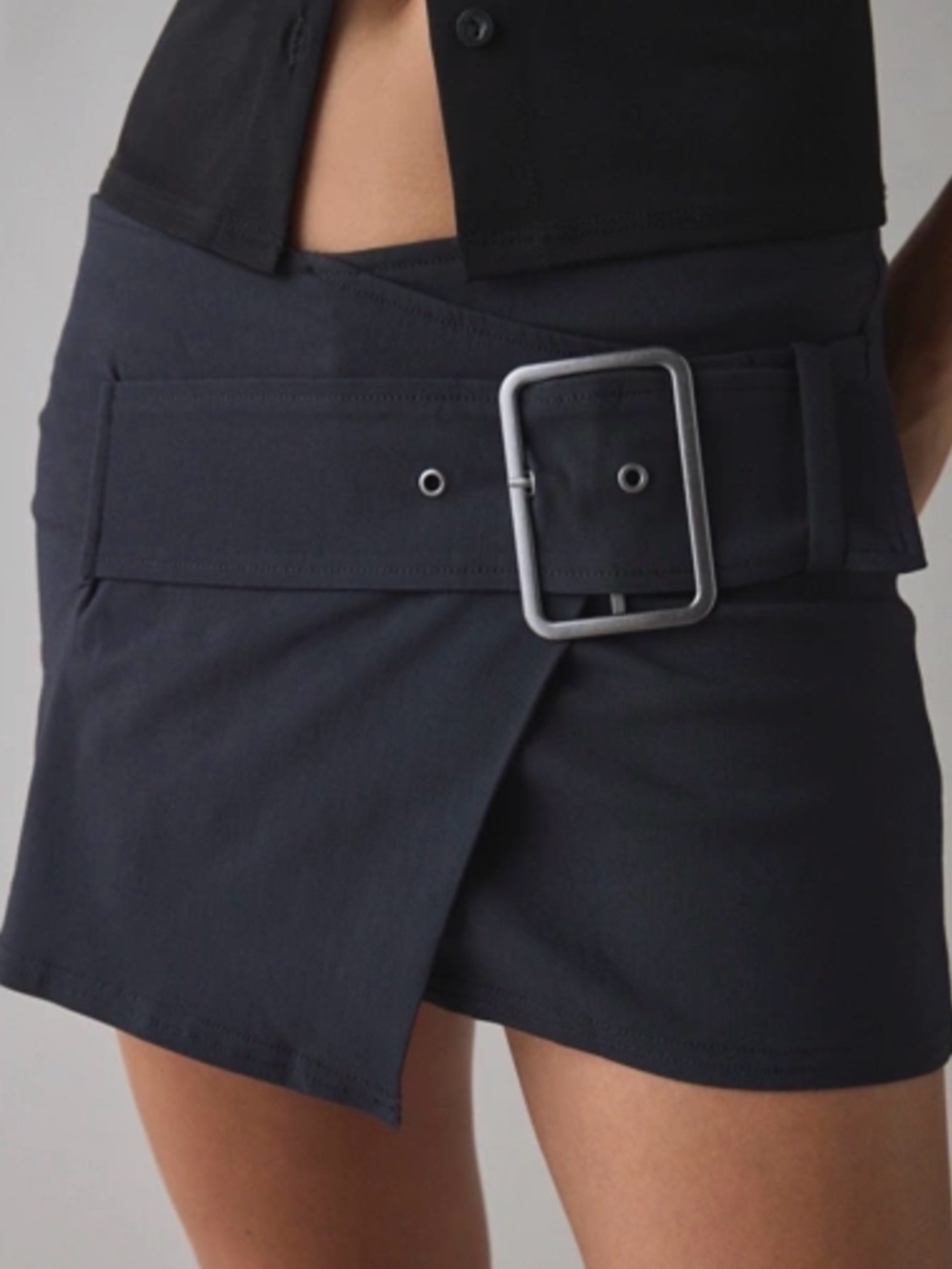 Urban Outfitters Black Belted Asymmetric Mini Skirt